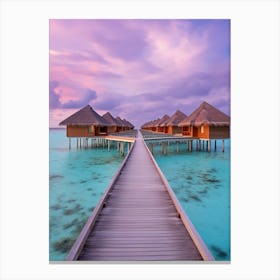 Maldives Resort At Sunset Canvas Print