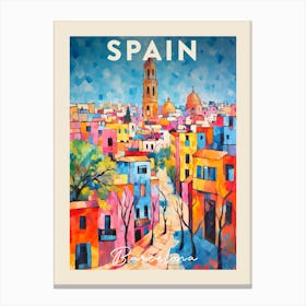 Barcelona Spain 1 Fauvist Painting  Travel Poster Canvas Print