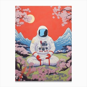 Hippie Astronaut Meditating In Moutn Fuji, Japan 2 Canvas Print
