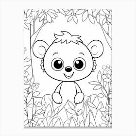Line Art Jungle Animal Koala 1 Canvas Print