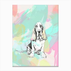 Basset Hound Dog Pastel Line Painting 3 Canvas Print