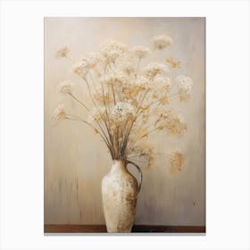 Queen Anne S Lace, Autumn Fall Flowers Sitting In A White Vase, Farmhouse Style 4 Canvas Print