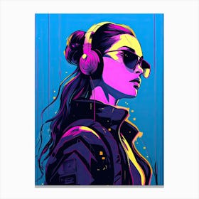 Girl With Headphones pop art Canvas Print