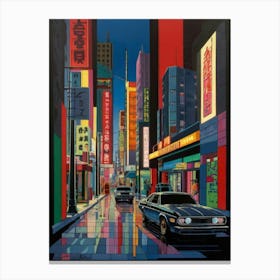 Asian City At Night Canvas Print