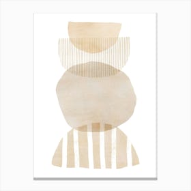 Beige Semi Circle Abstract Canvas Print