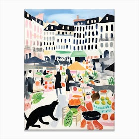 The Food Market In Lyon 3 Illustration Canvas Print