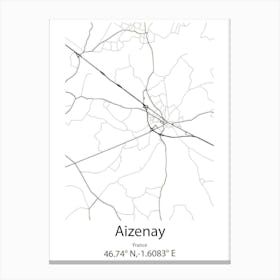 Aizenay,France Minimalist Map Canvas Print