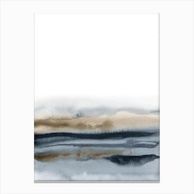 Abstract Watercolor Painting in Blue and Brown Canvas Print