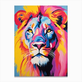 Lion Portrait Pop Art 4 Canvas Print