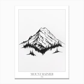 Mount Rainier Usa Line Drawing 1 Poster Canvas Print