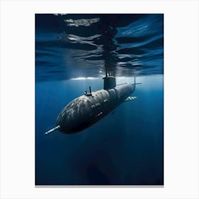 Submarine In The Ocean-Reimagined 34 Canvas Print