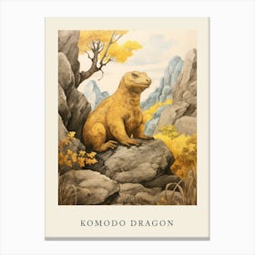 Beatrix Potter Inspired  Animal Watercolour Komodo Dragon Canvas Print