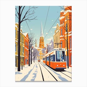 Retro Winter Illustration Hamburg Germany 2 Canvas Print