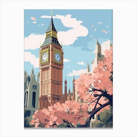 Big Ben, London   Cute Botanical Illustration Travel 11 Canvas Print
