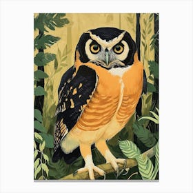 Spectacled Owl Relief Illustration 4 Canvas Print