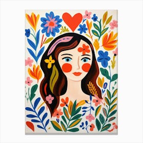 Nature & Patterns Heart Illustration Of A Person With Long Brown Hair Canvas Print