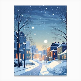 Winter Travel Night Illustration Boston Usa 2 Canvas Print
