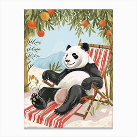 Giant Panda Relaxing In A Hot Spring Storybook Illustration 4 Canvas Print