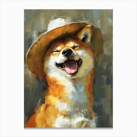 Oil Painting Smiling Shiba Inu 4 Canvas Print