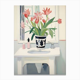 Bathroom Vanity Painting With A Tulip Bouquet 4 Canvas Print