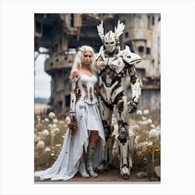 Robot Bride And Groom Canvas Print