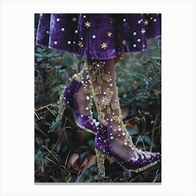 Purple Shoes with gemstones and diamonds Canvas Print