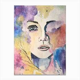 Watercolor Of A Woman'S Face Lienzo