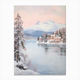 Dreamy Winter Painting St Moritz Switzerland 4 Canvas Print