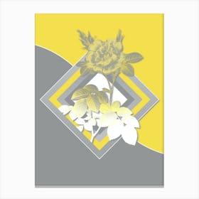 Vintage White Rose Botanical Geometric Art in Yellow and Gray n.165 Canvas Print