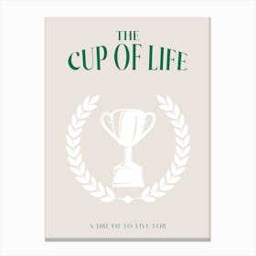 A Cup Of Life Beige Green Canvas Print
