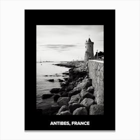 Poster Of Antibes, France, Mediterranean Black And White Photography Analogue 3 Canvas Print