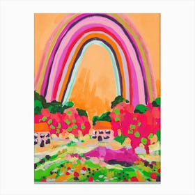 Countryside Rainbow On Orange 1 Canvas Print