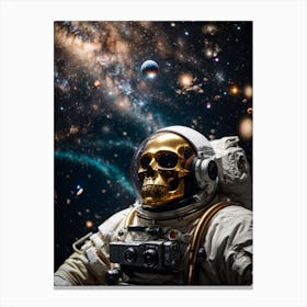 Gold Astronaut In Space Print Canvas Print