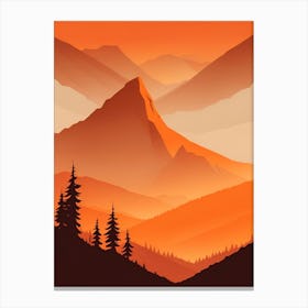 Misty Mountains Vertical Composition In Orange Tone 224 Canvas Print