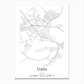 Uzda,Belarus Minimalist Map Canvas Print