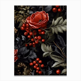 Poinsettia On Black Background Canvas Print