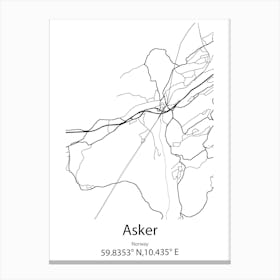 Asker,Norway Minimalist Map Canvas Print