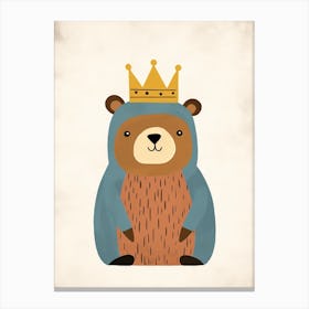 Little Grizzly Bear 3 Wearing A Crown Canvas Print