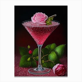 English Rose Pointillism Cocktail Poster Canvas Print