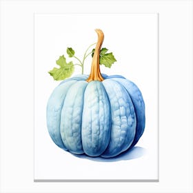 Blue Hubbard Squash Pumpkin Watercolour Illustration 2 Canvas Print