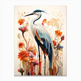 Bird Painting Collage Egret 4 Canvas Print