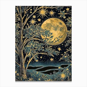 William Morris Full Moon And Stars William Morris Exhibition Print Night Botanical Poster Vintage Full Canvas Print