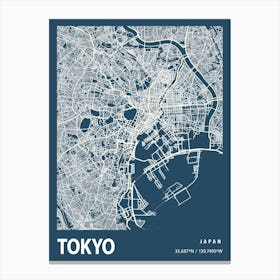 Tokyo Blueprint City Map 1 Canvas Print