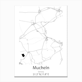 Mucheln,Germany Minimalist Map Canvas Print