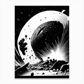 Asteroid Impact Noir Comic Space Canvas Print