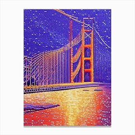 San Francisco Golden Gate Bridge  Us  Pointillism Canvas Print