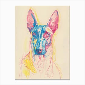 Pastel Watercolour Pharaoh Hound Dog Line Illustration 3 Canvas Print