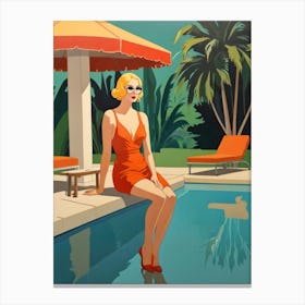 Woman At The Pool Canvas Print