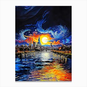 Starry Night Over River Canvas Print