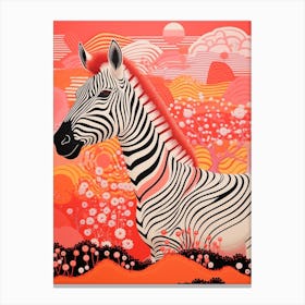 Zebra Oin The Nature Pink & Orange 2 Canvas Print